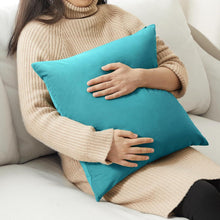 2er Set Samt Kissenbezug 40x40cm Türkis Blau Sofa Deko