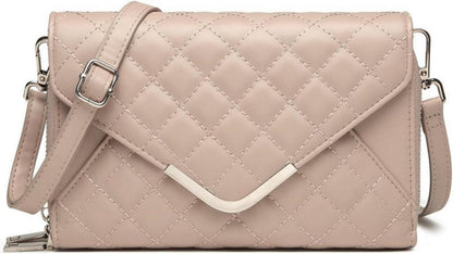 Damen Umhängetasche Klein Leder Gesteppte Crossbody Bag