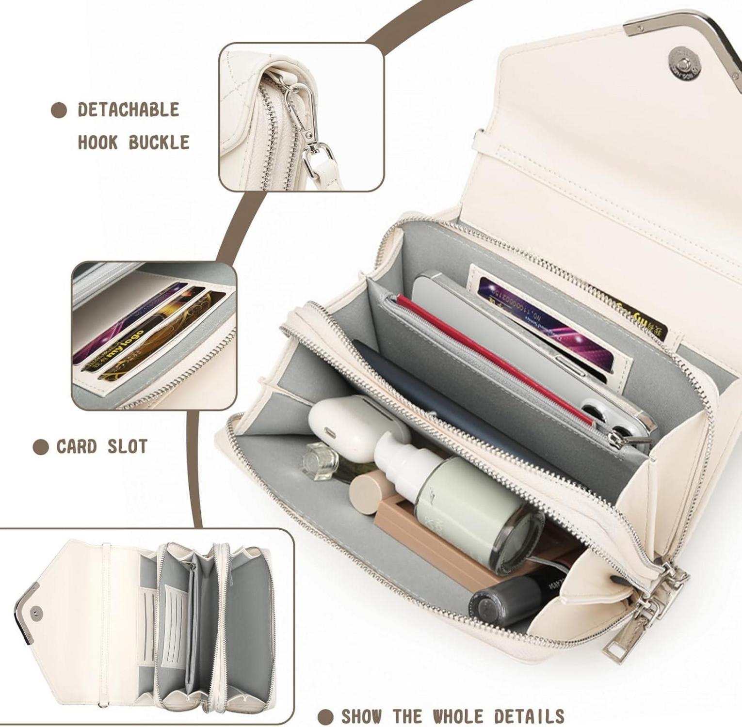 Damen Umhängetasche Klein Leder Gesteppte Crossbody Bag
