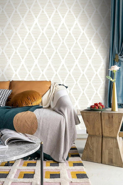 Selbstklebende Verdickte Tapete Beige Diamant 44x300 cm wasserdicht