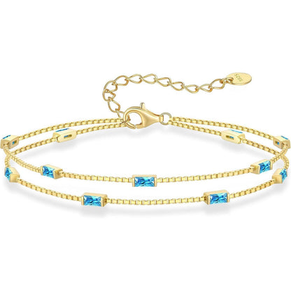 Geschichtetes Damenarmband 925 Silber mit Zirkonia Stein