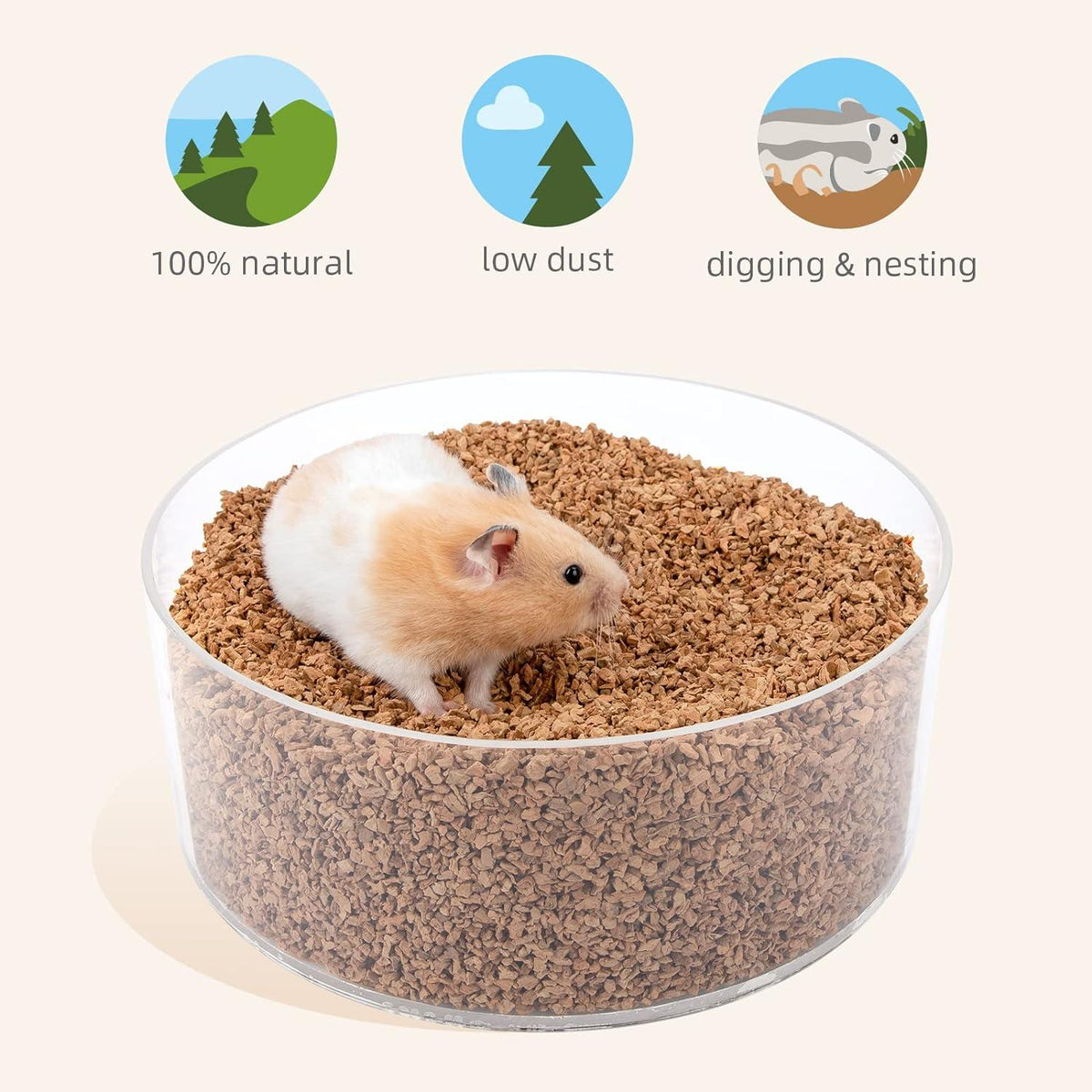 Natürliches Kokosnuss-Hamster-Einstreu für Kleintiere - 2-3mm Granulat