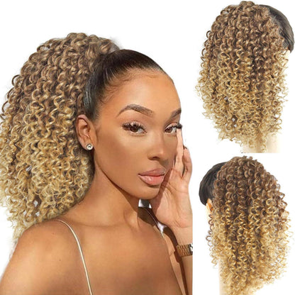 Lockiger Pferdeschwanz Haarteil – Blond-Braun, Verstellbar