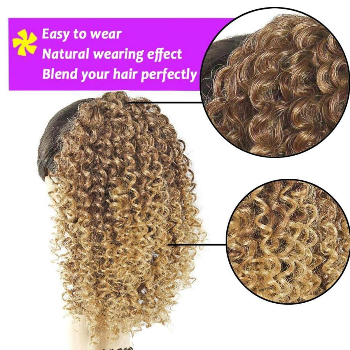 Lockiger Pferdeschwanz Haarteil – Blond-Braun, Verstellbar