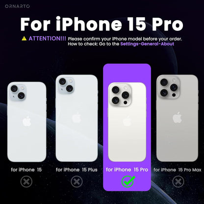 ORNARTO iPhone 15 Pro Hülle Matt Anti-Rutsch Hardcase Grau