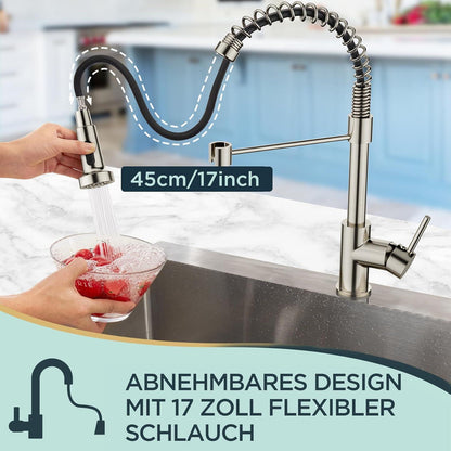 FORIOUS Edelstahl Wasserhahn Küche Ausziehbar 360° Drehbare