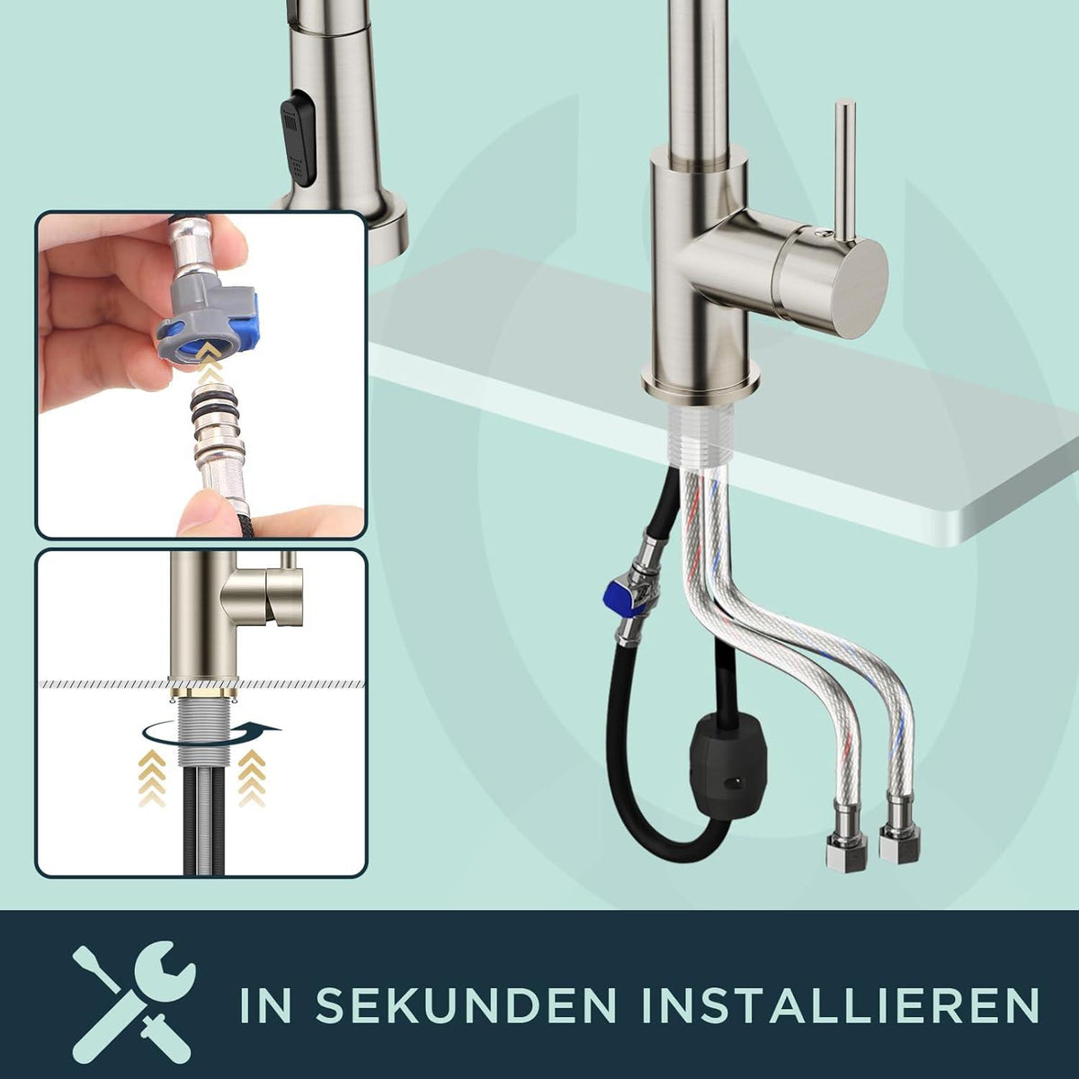 Wasserhahn Küche Edelstahl Ausziehbar Brause Einhebelmischer