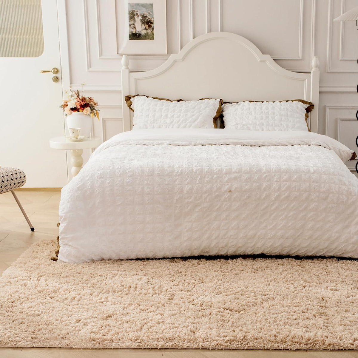Shaggy Teppich Antirutsch Hochflor Beige 90x150cm