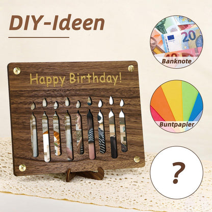 Giftota Holz Geldgeschenke Verpackung Happy Birthday Kerzen