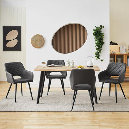 TUKAILAI Esszimmerstühle 2er Set Grau, Metall in Lederoptik