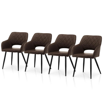 Esszimmerstühle Set 4 Braun, Metall, Komfortabler Polsterstuhl in Lederoptik