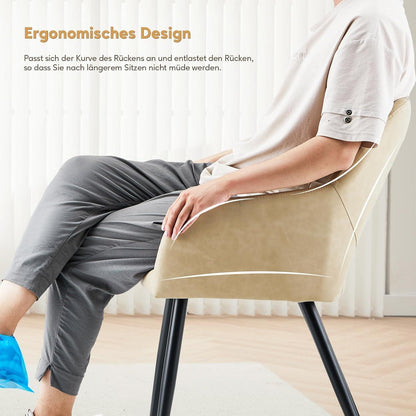 TUKAILAI Esszimmerstühle 2er Set, Creme in Lederoptik