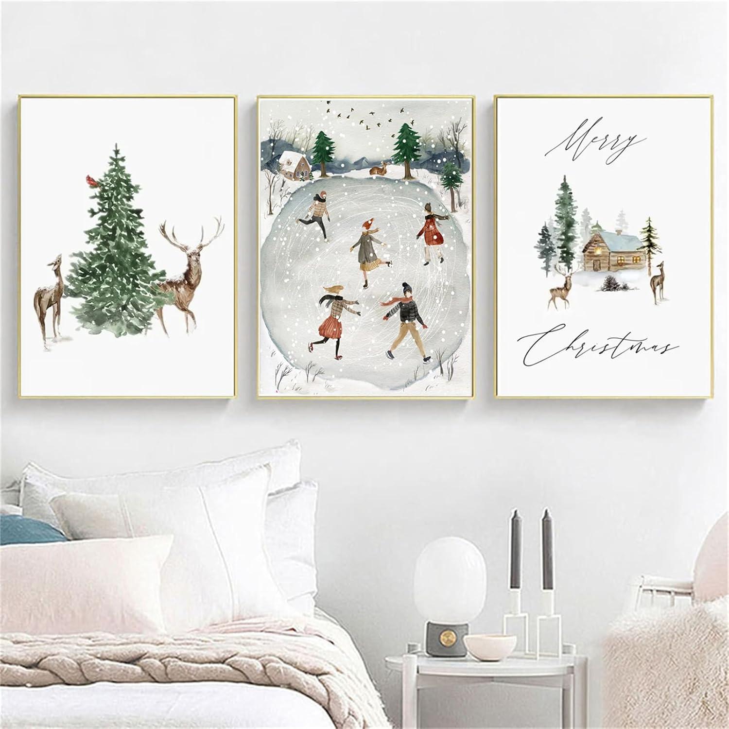 Set Weihnachts-Winter Poster Wandbilder Kunst Leinwandbilder