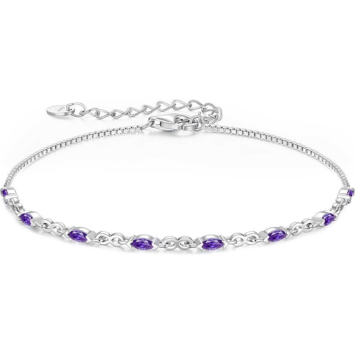 925 Sterling Silber Armband Damen mit Zirkonia Geburtsstein, Verstellbar
