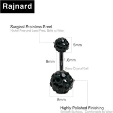 Schwarzes Bauchnabelpiercing Edelstahl 14g 6-14mm Barbell