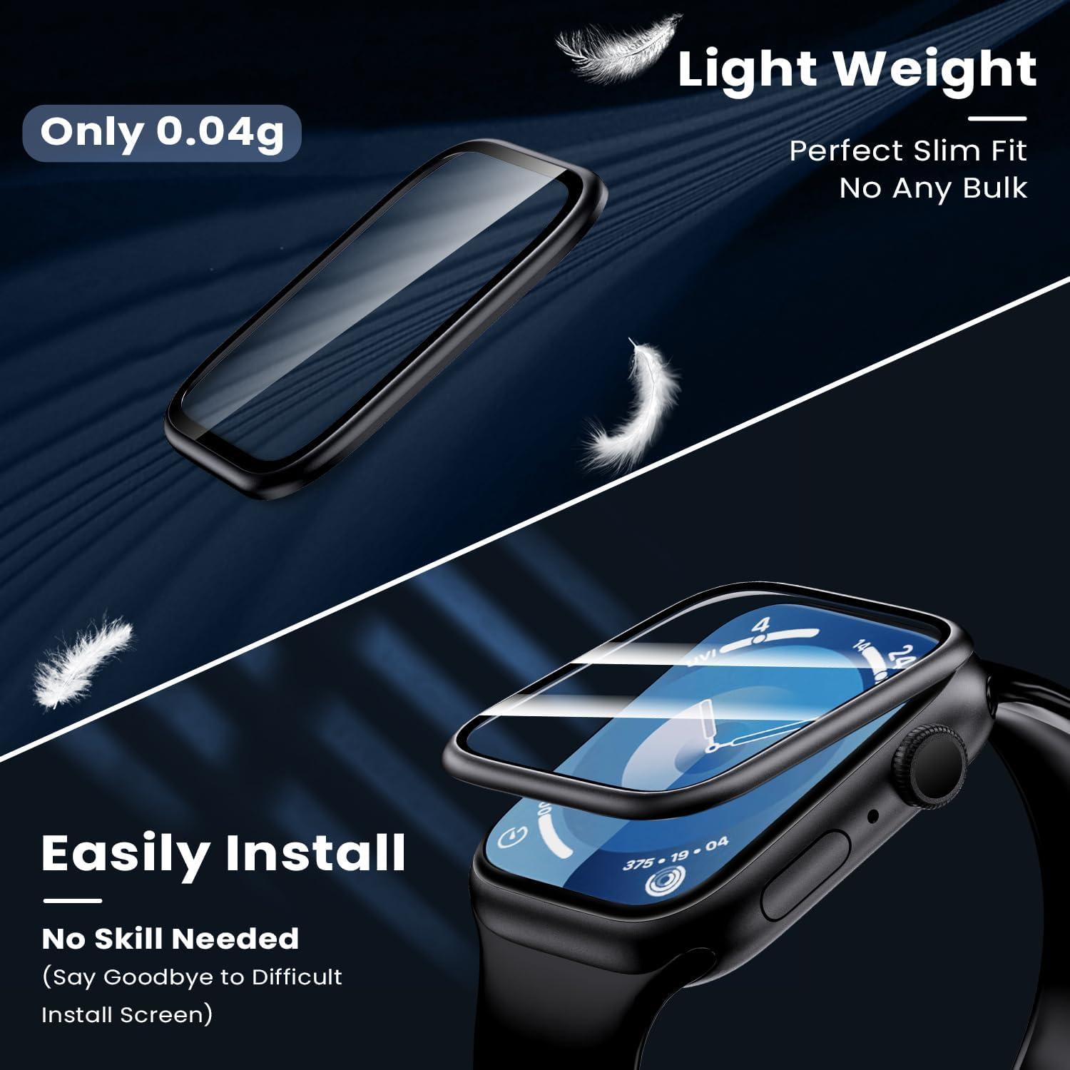 WSKEN Displayschutzfolie für Apple Watch 9/8/7 45mm [2 Stück] - Schwarz
