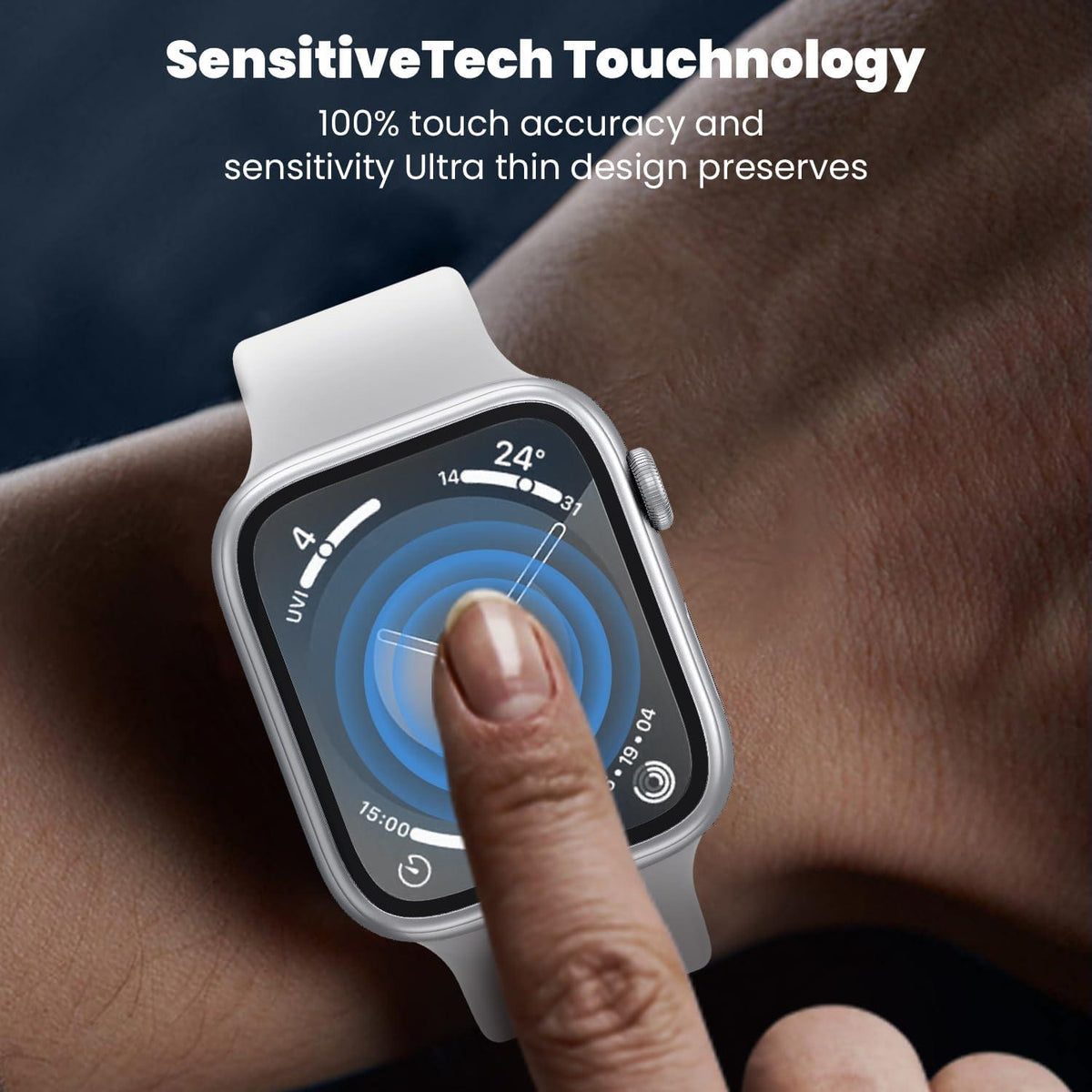 Displayschutzfolie für Apple Watch Series 9/8/7 45mm, 2er Pack Silber