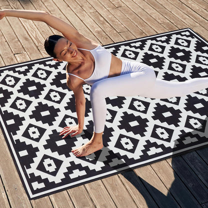 Teppich Wohnzimmer Outdoor 150x240CM Schwarz-Weiß Modern rutschfest
