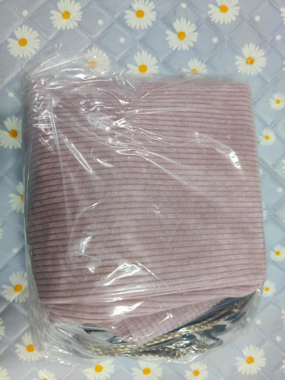 Damen Umhängetasche Cord Shopper Tasche Reißverschluss Gurt Rosa