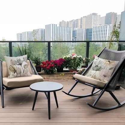 Blumen Kissenbezug 40x40 - 4er Set Leinen Outdoor Deko