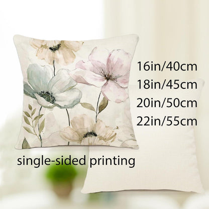 Blumen Kissenbezug 40x40 - 4er Set Leinen Outdoor Deko