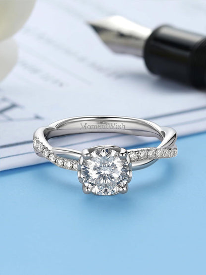 Moissanite Verlobungsring Damen 1 Karat Silber 925 Geschenk Twisted Rebeаблица-1 Karat