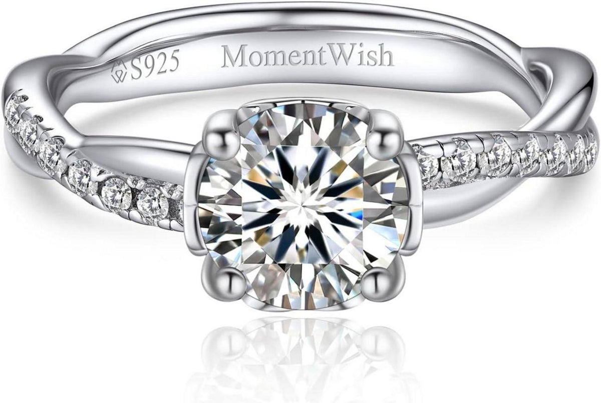 Moissanite Verlobungsring 1 Karat Silber 925 Damen Geschenk für sie