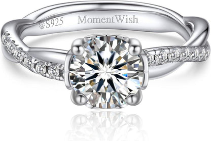 Moissanite Verlobungsring 1 Karat Silber 925 Damen Geschenk für sie