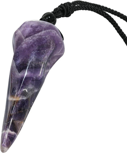 Kristall Krähe Skelett Anhänger Halskette Amulett Lila Energie