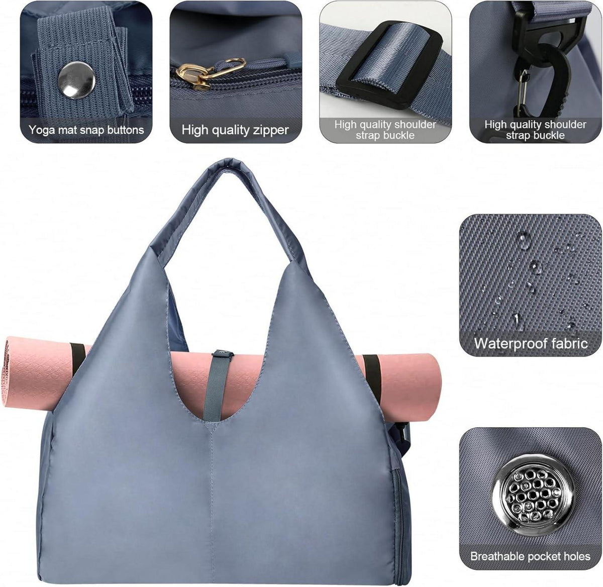 Sporttasche Damen Groß mit Schuhfach für Yogamatten Blau