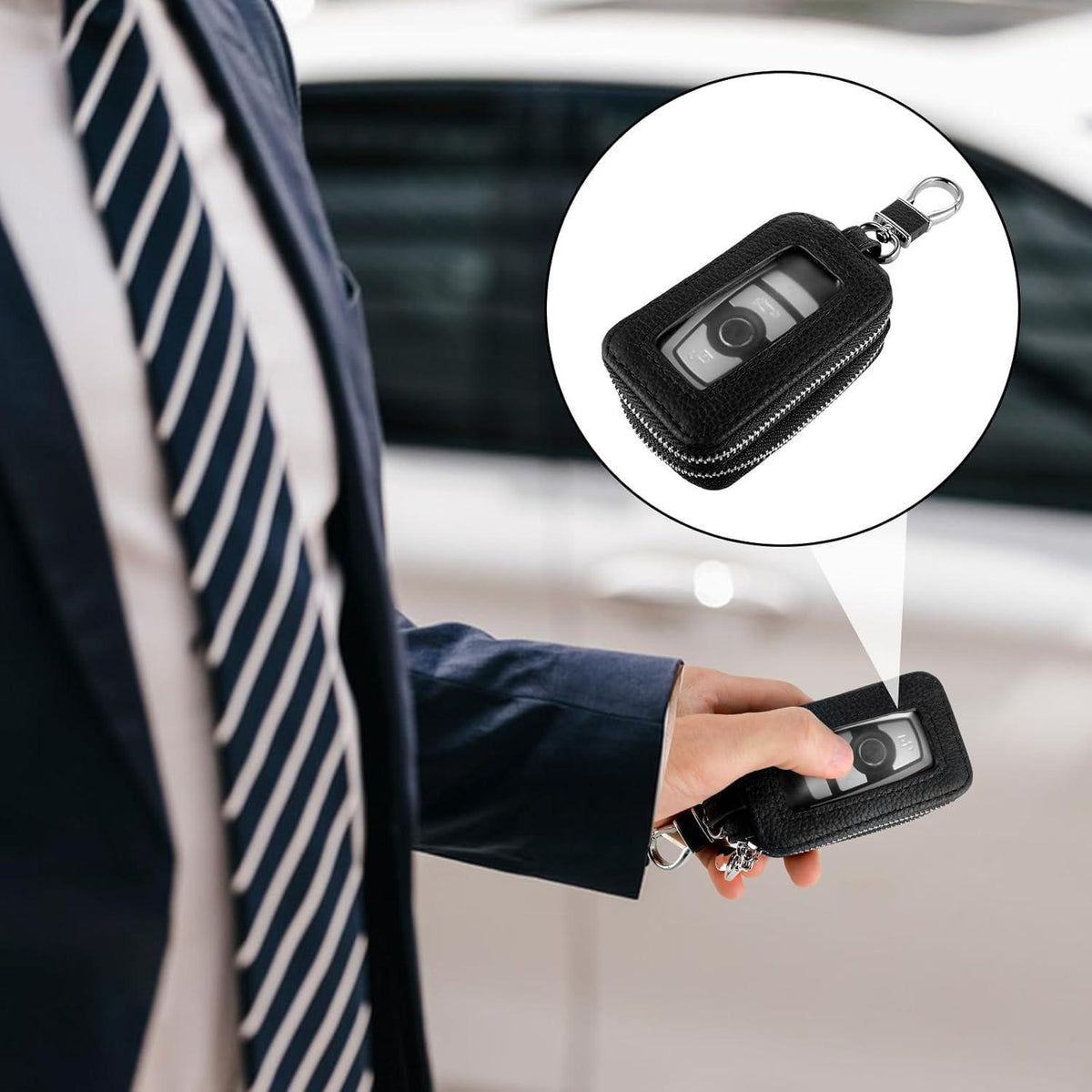 Echtes Leder Schlüsseltasche für Autoschlüssel – Universal Etui