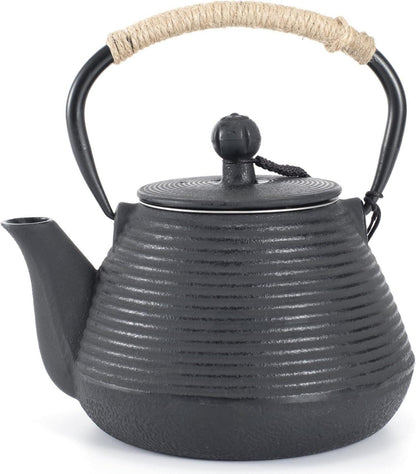 Gusseisen Teekanne mit Warmhalter und Teesieb, 1000 ml, Schwarz