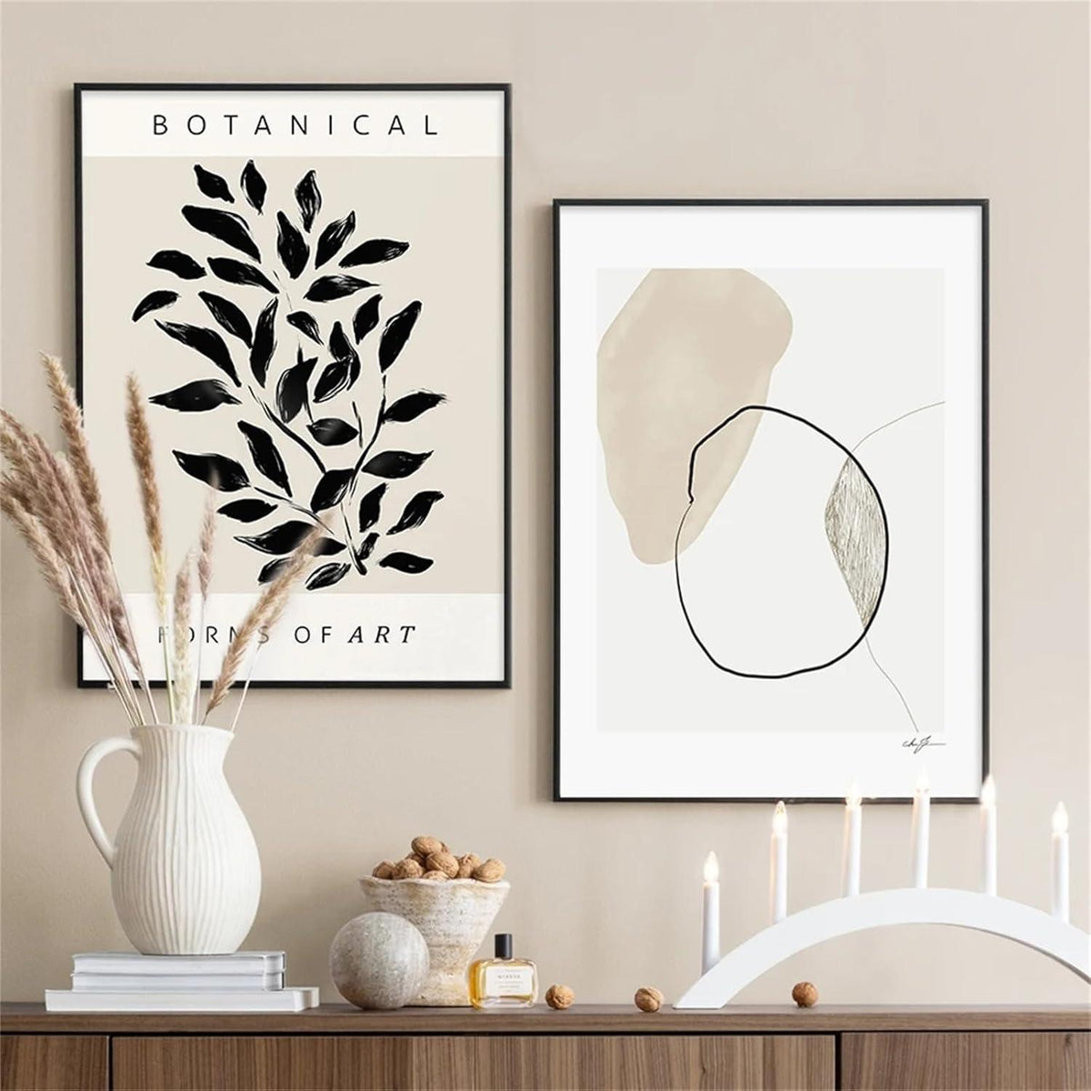 Poster 2er Set Abstrakt Geometrisch Pflanzen 30x40 cm