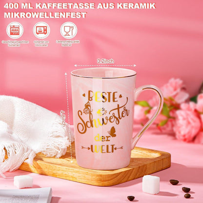 Geschenkset Schwester Geburtstag Kaffeetasse Keramik Spa