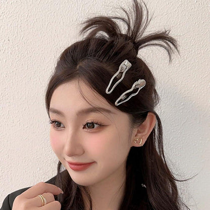 Silber Welle Metall Haarspangen Alligator Damen Mädchen Haarclips 4er