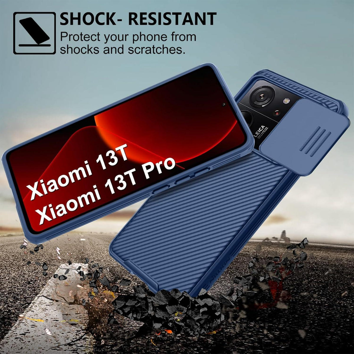 AROYI Xiaomi 13T Hülle Pro Slide Camera Kameraschutz Blau 6,67 Zoll