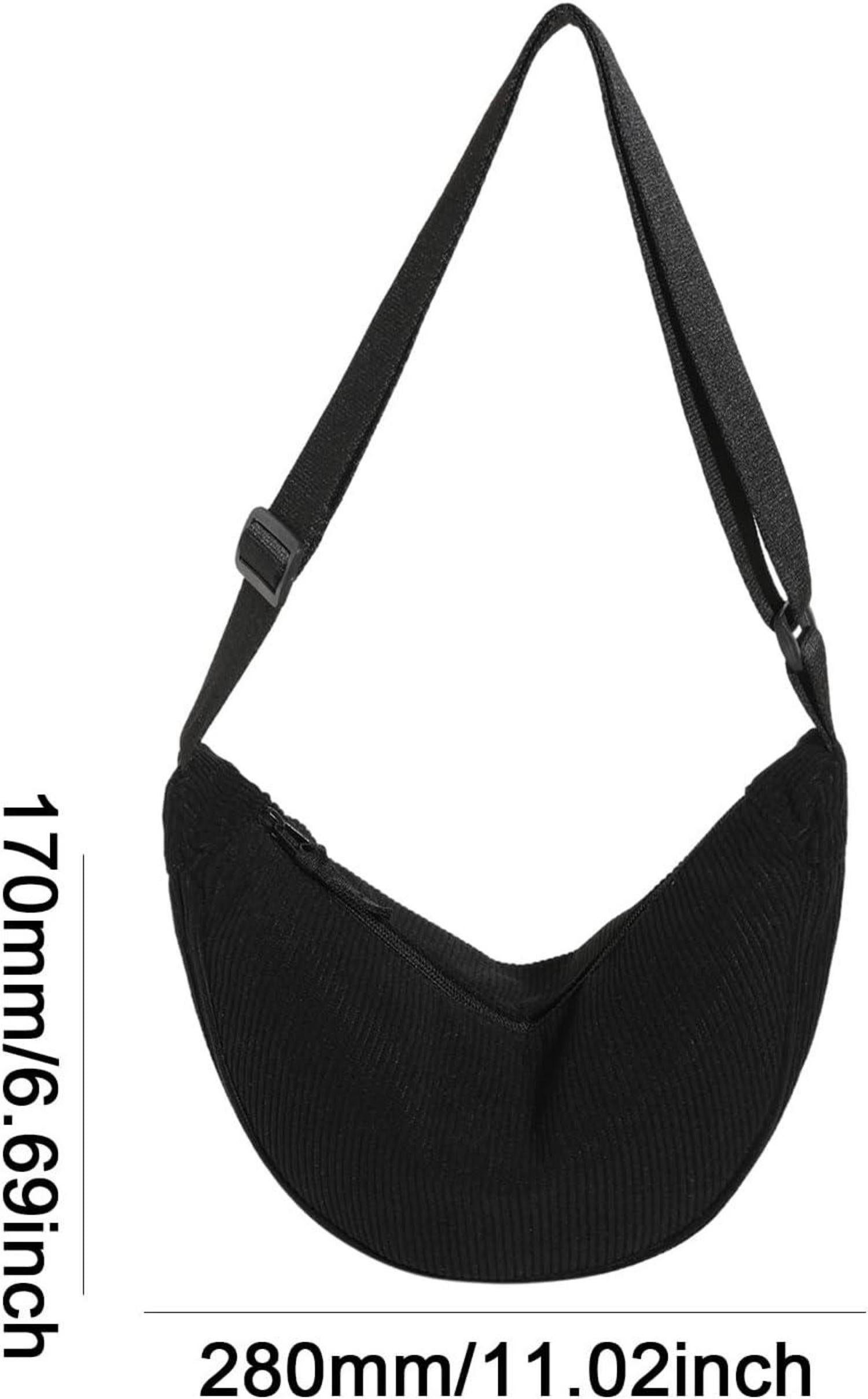 Kleine Cord Halbmondtasche Damen Crossbody Umhängetasche Schwarz