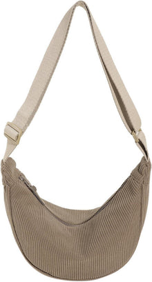 Kleine Halbmondtasche aus Cord für Damen - Crossbody Bag in A-khaki