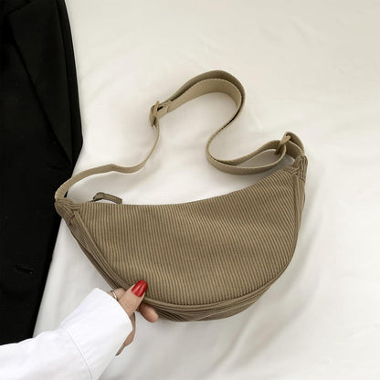 Kleine Halbmondtasche Cord Crossbody Bag Damen Umhängetasche