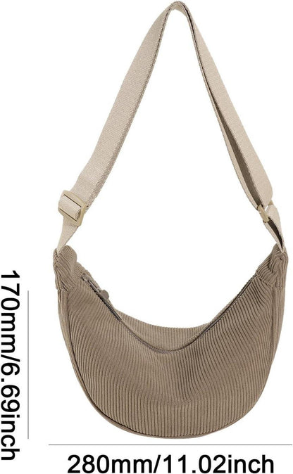 Kleine Cord Halbmondtasche Damen Crossbody Bauchtasche A-khaki ECO