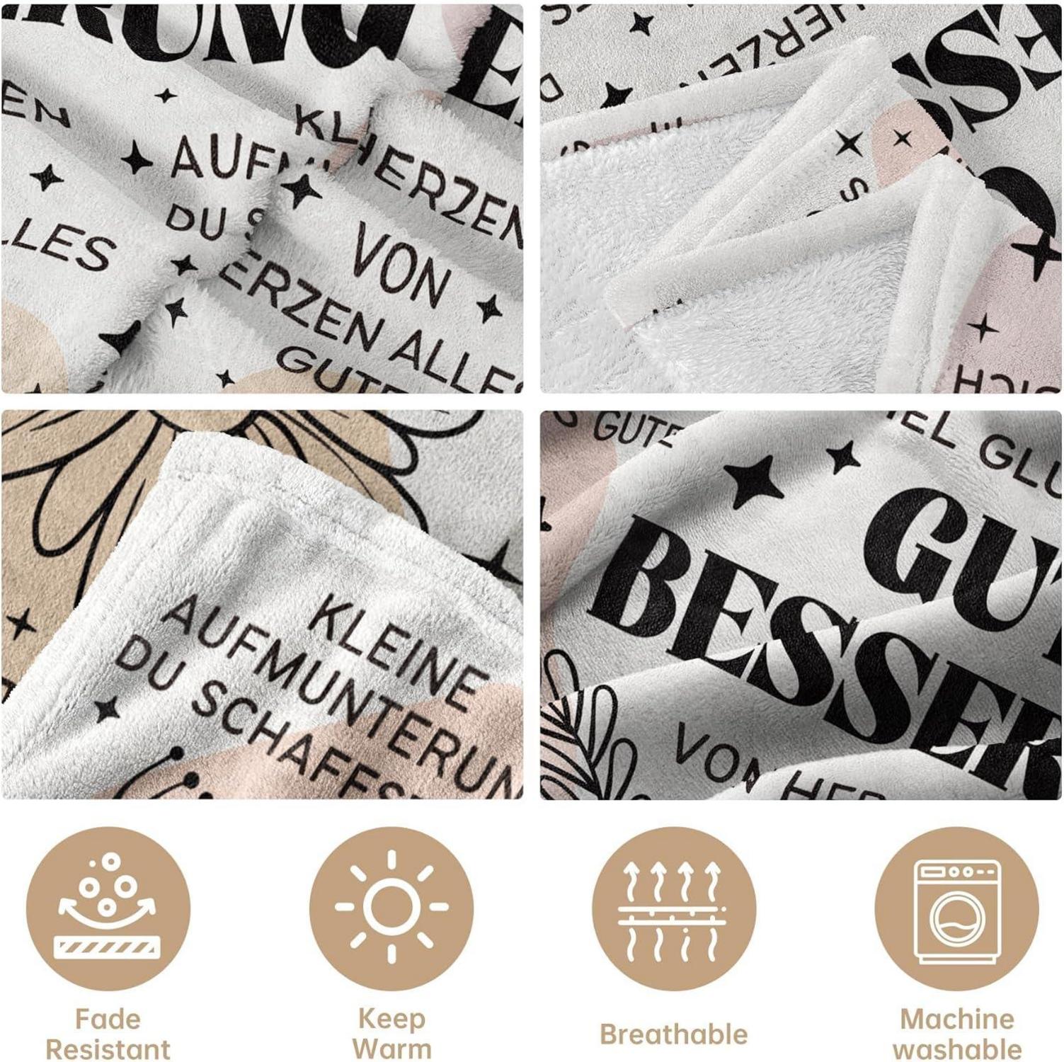 Geschenk Gute Besserung Kuscheldecke Flauschig Weiche Fleece Decke 62