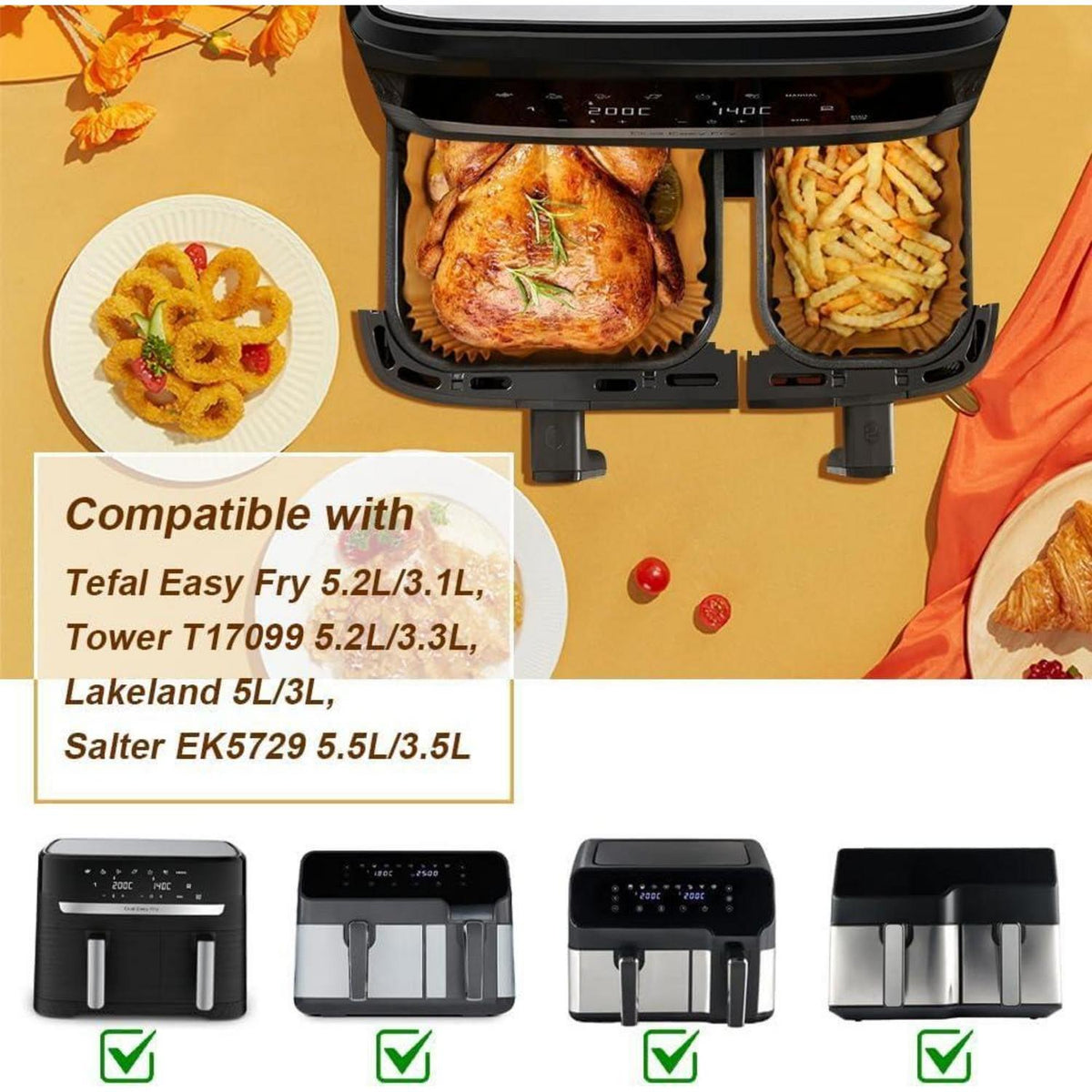 Backpapier für Dual Basket Airfryer 3000/5000 Serie