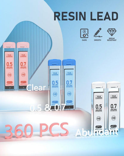 6 Stück Mechanische Bleistifte Set 0,5 & 0,7 mm Minen Radierer Schulsachen