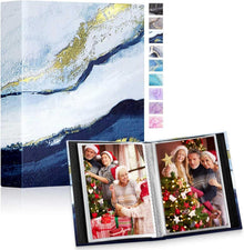 Fotobuch 10x15cm 2x50 Marine Leder Hardcover Einsteckalbum