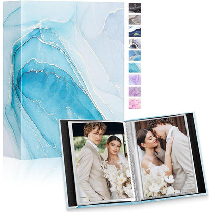 Fotoalbum Hardcover 10x15 cm 2er Set Azurblau in Lederoptik