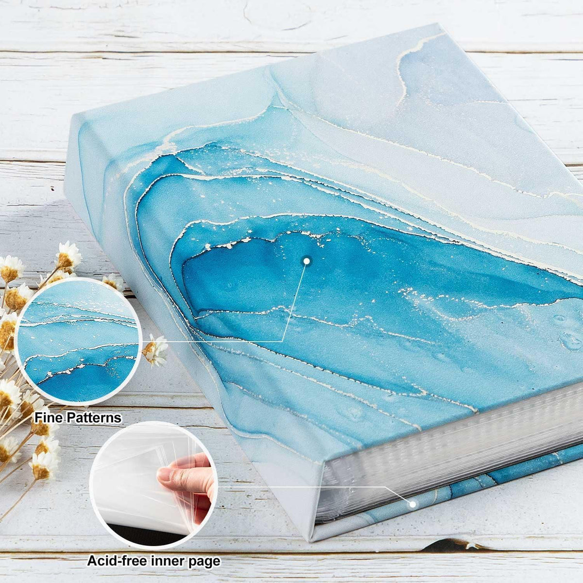 Fotoalbum Hardcover 10x15 cm 2er Set Azurblau in Lederoptik