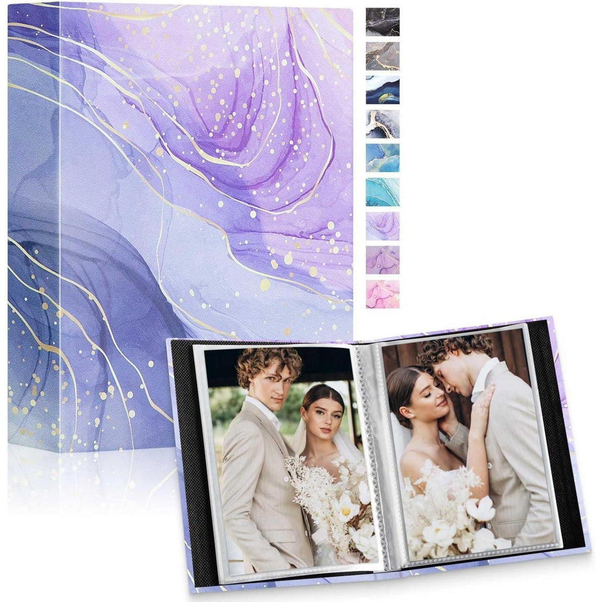 Fotoalbum Hardcover 10x15 cm 2er Pack Violett Gold in Lederoptik