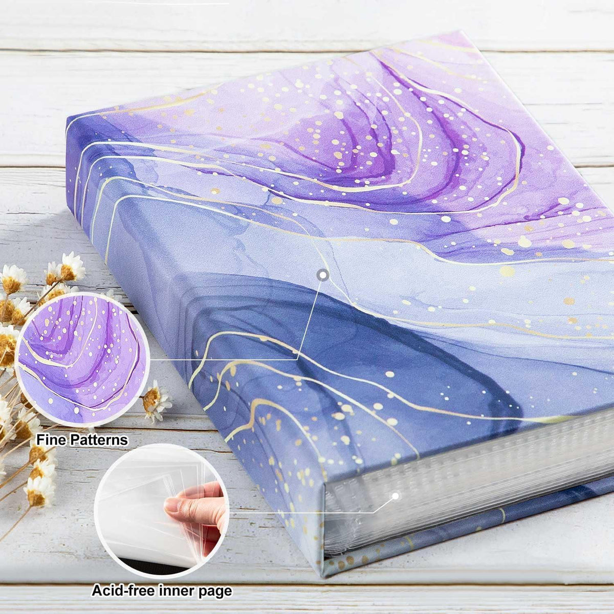 Fotoalbum Hardcover 10x15 cm 2er Pack Violett Gold in Lederoptik