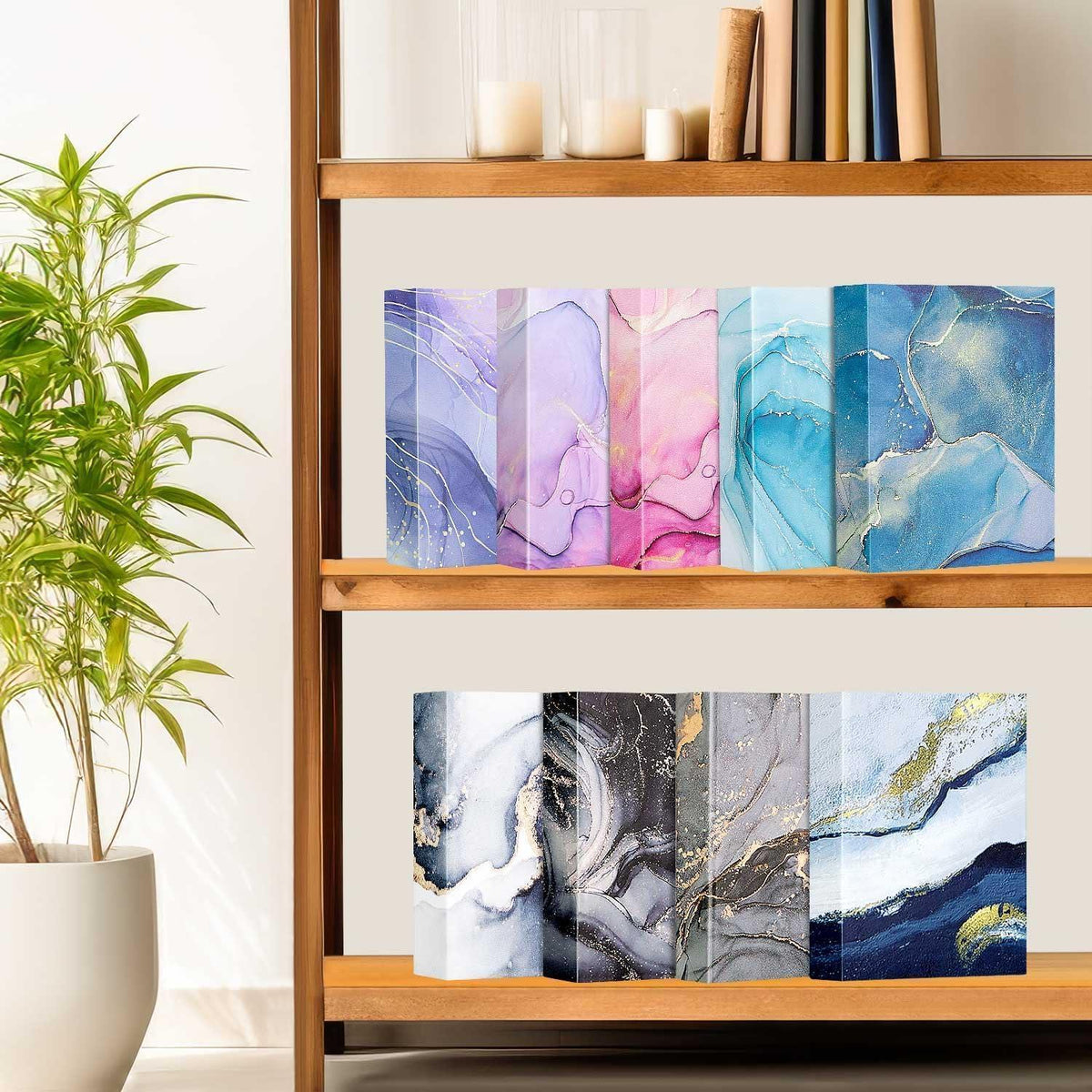 Fotoalbum Hardcover 10x15 cm 2er Pack Violett Gold in Lederoptik