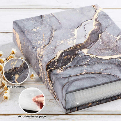 Fotoalbum 10x15 cm 2er-Pack Hardcover Grau Gold in Lederoptik